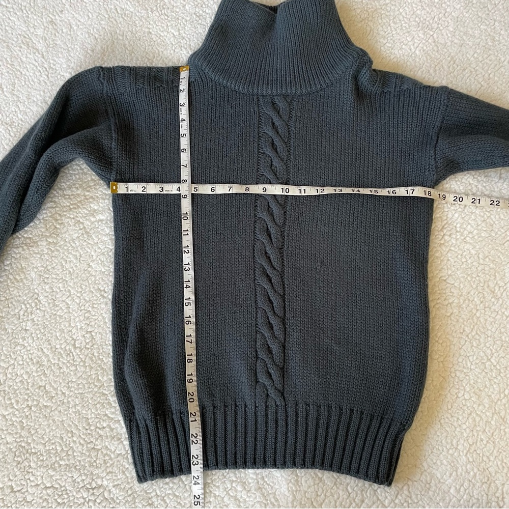 Yves Saint Laurent Charcoal Cable Knit Turtleneck Sweater 100% Wool Cozy Chic - Picture 6 of 13